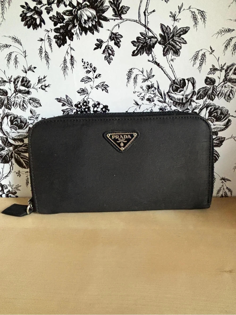 Designer Inspired Black Zip-Around Wallet